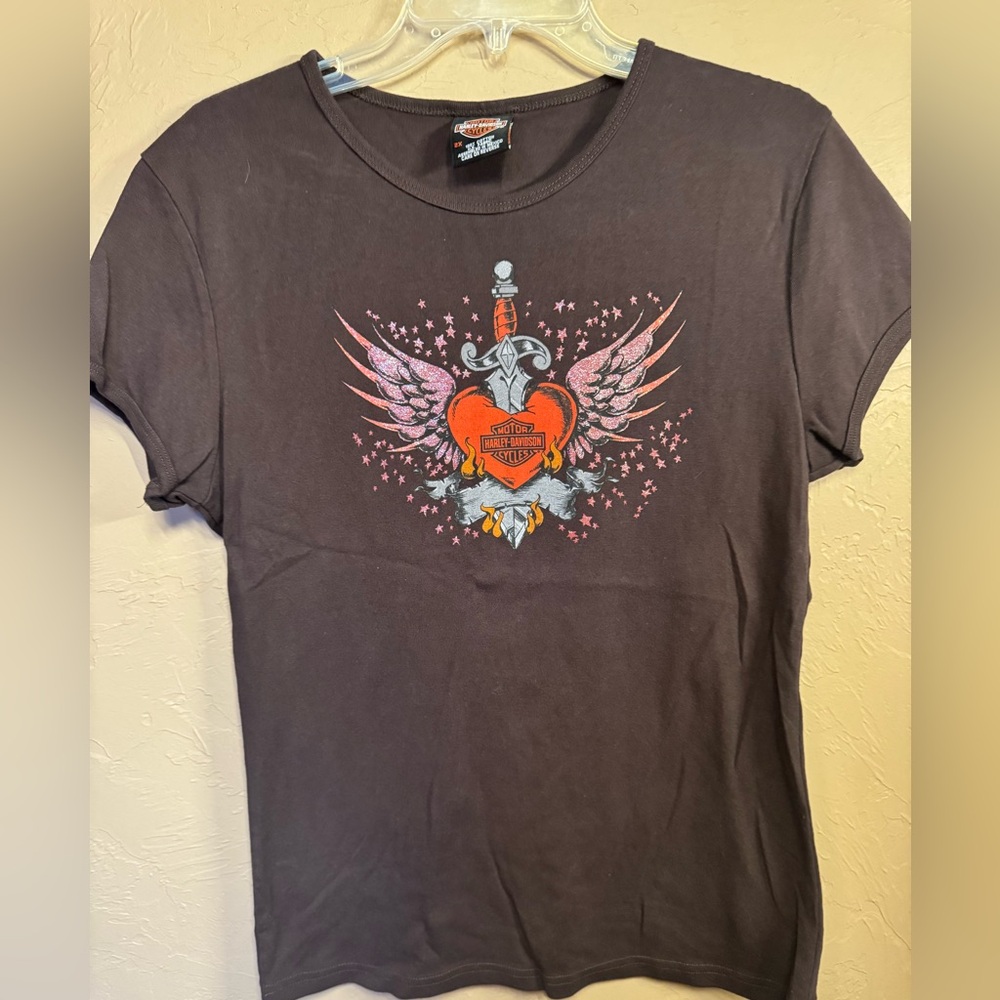 Harley-Davidson Women's Dark Brown Winged Heart Tee